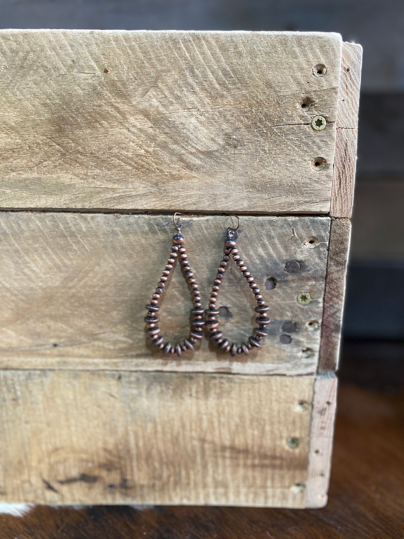 Birmingham  Copper Navajo Pearl Teardrop Earrings