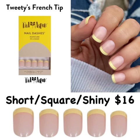 Red Aspen Nail Dashes [Tweety's French Tip]