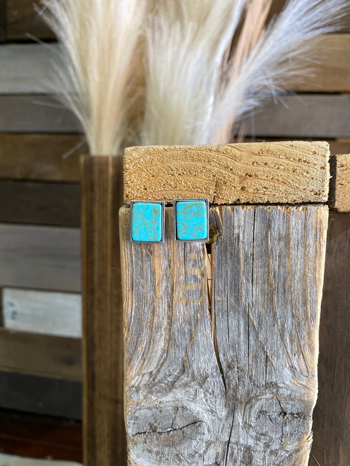 Alexander Rectangle Turquoise Stud Earrings ✜ON SALE NOW✜