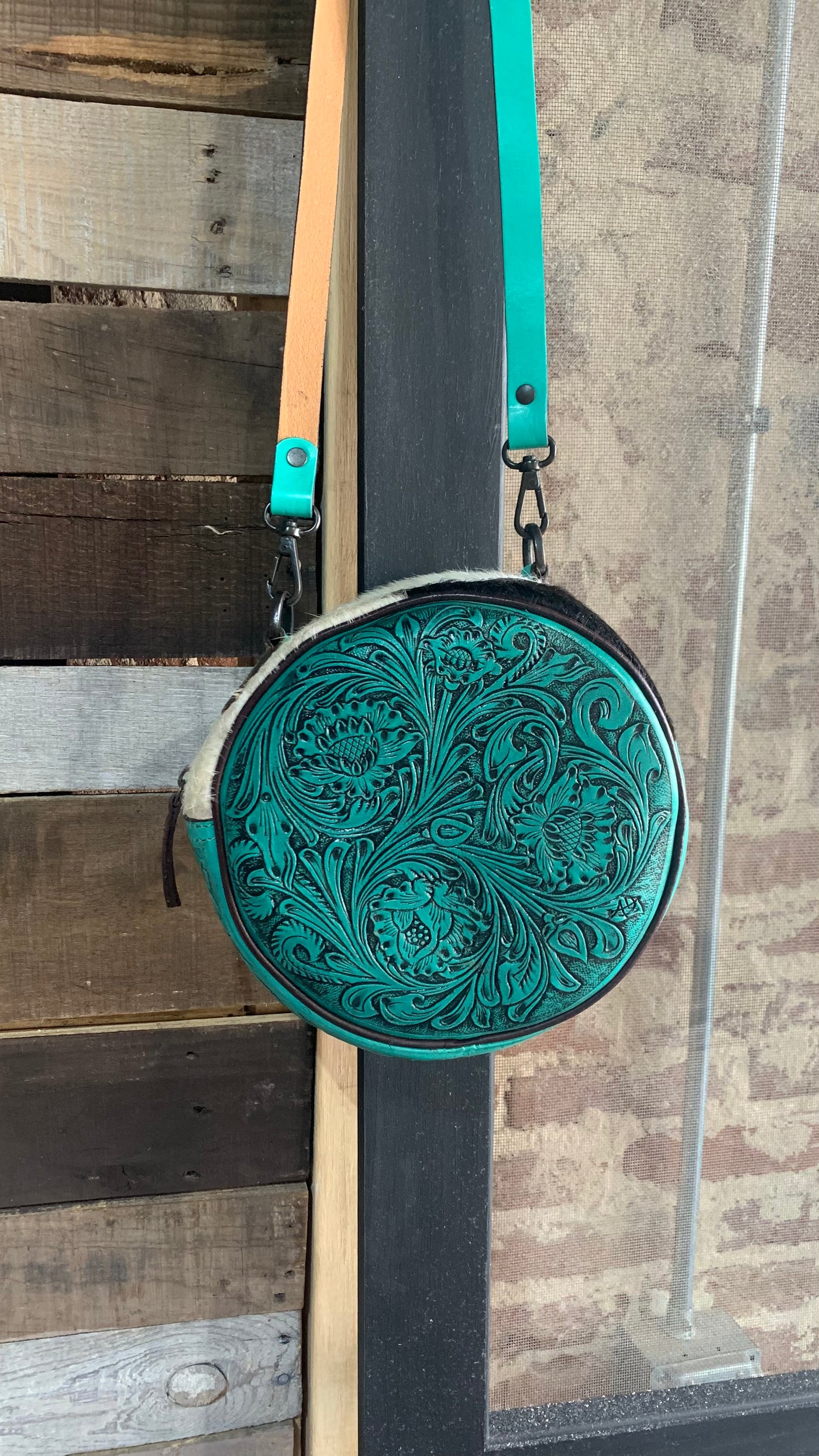 Kara Cowhide And Tooled Leather Canteen Bag