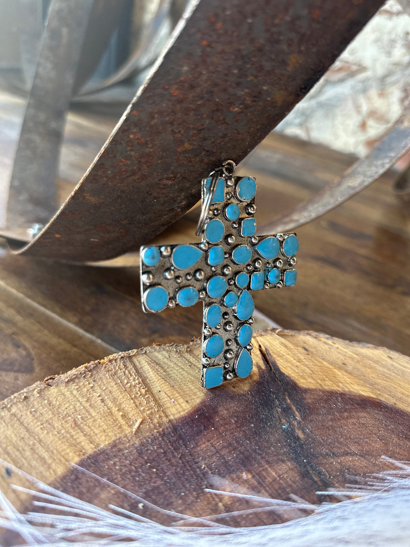 Jenifer Turquoise Cross Keychain