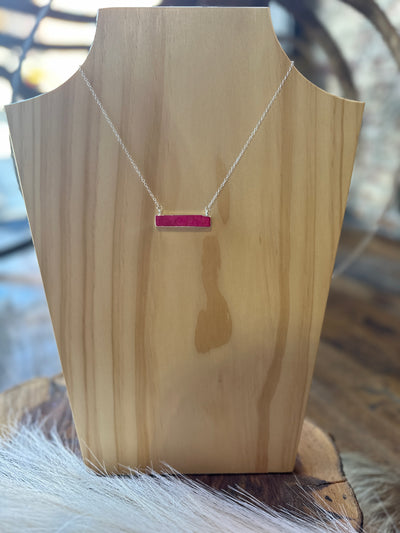 Liz Pink Stone Bar Necklace