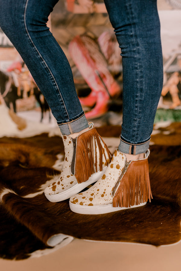 Alcala's Ryggen Cowhide & Fringe Wedges