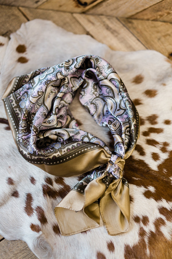 Beatrice Lavender & Tan Paisley Wild Rag