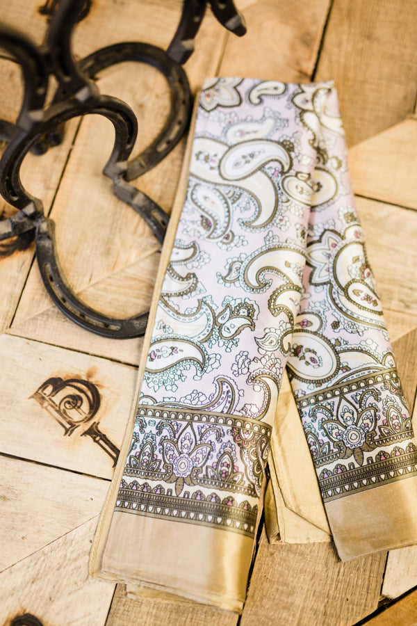 Beatrice Lavender & Tan Paisley Wild Rag