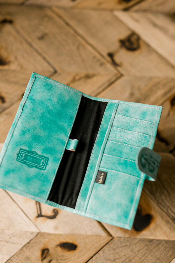 Ricardo Floral Tooled Organized Wallet [Teal]