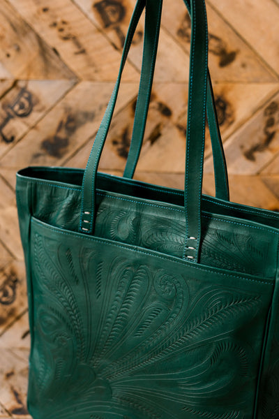 Harmony Tooled Leather Tote Bag [Teal] ✙PREORDER closes 2/27✙