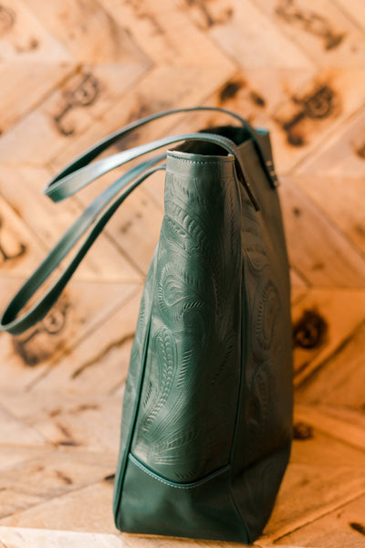 Harmony Tooled Leather Tote Bag [Teal] ✙PREORDER closes 2/27✙