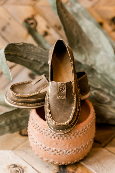 Ariat Leather Cruiser Slip-On Loafer Shoe [Brown Bomber] for ladies
