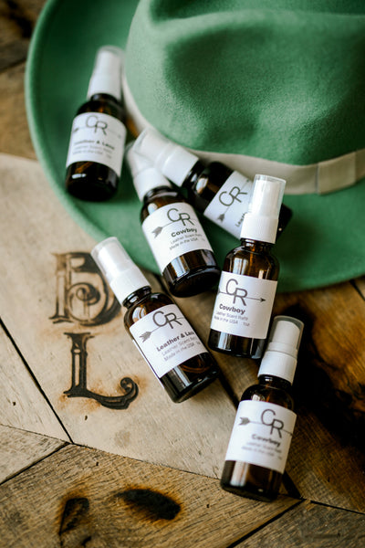 Leather Air Freshener Scent Refill [Leather & Lace] Glass Spray Bottles Available Now at Broker Leather downtown Waukon, Iowa.