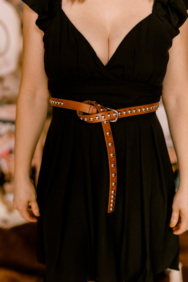 Pascal Studded Leather Belt [Brown] ✜ON SALE NOW✜