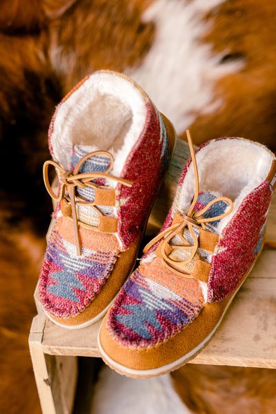 Minnetonka Torrey Moccasin Boots [Brown Multi] ✜ON SALE NOW: 40% OFF✜