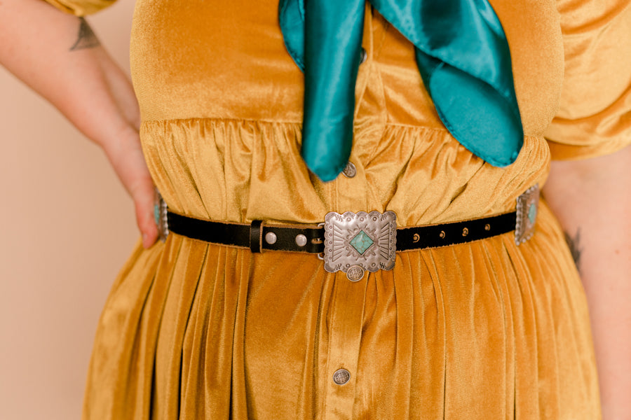 Tara Turquoise Rectangle Concho Belt
