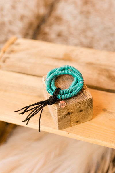 Wilder 3 Strand Turquoise Beaded Stretch Bracelet