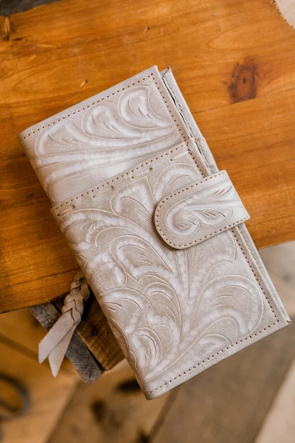 Ricardo Floral Tooled Organized Wallet [Bone]