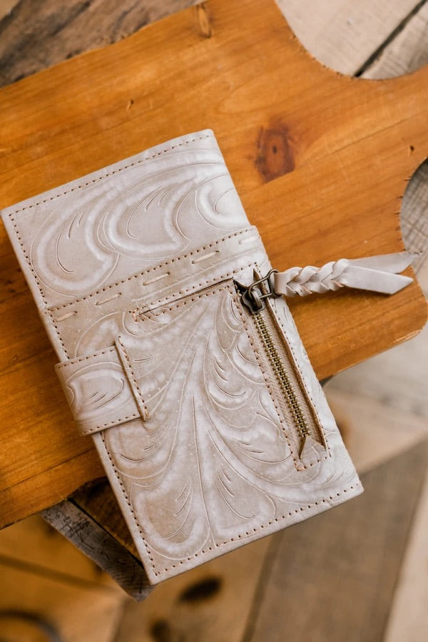 Ricardo Floral Tooled Organized Wallet [Bone]