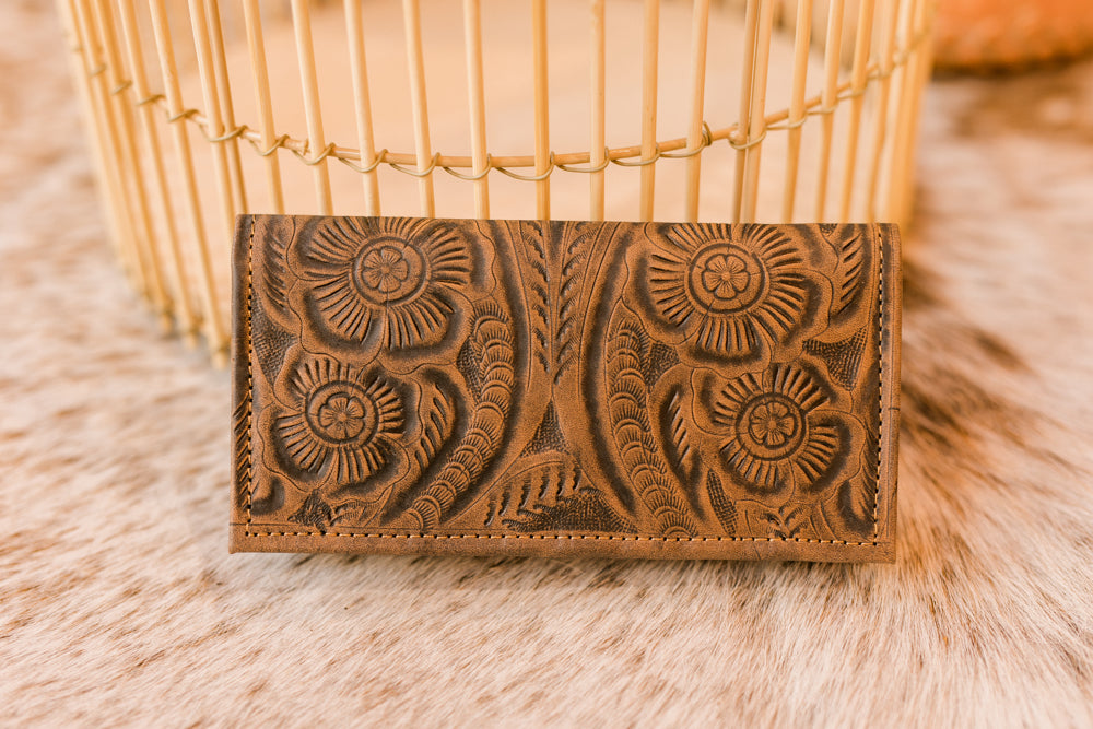 McCrae Tooled Slim Checkbook Cover/Wallet [Mushroom]